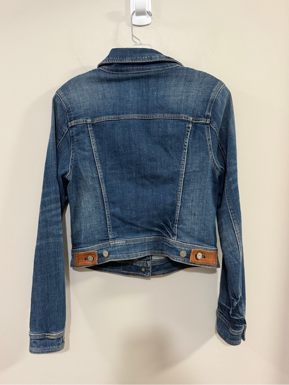 Pilcro Dark Blue Denim Distressed Classic Trucker Jacket. Size Medium - Picture 2 of 9